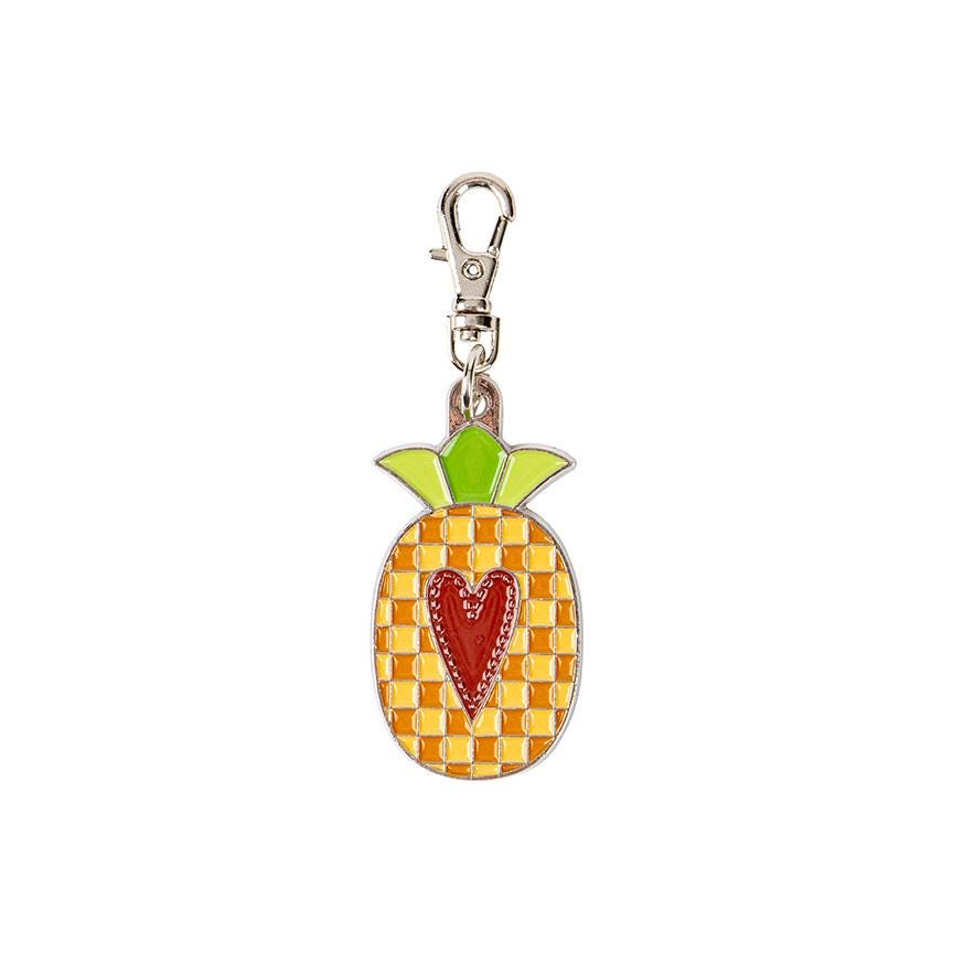Happy Pineapple Enamel Happy Charm for Home Town Collection by Lori Holt of Bee in my Bonnet; Approx. 1" x 1.75" zipper pull charm