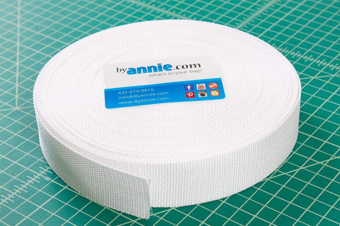 ByAnnie Polypro Strapping in 1" or 1.5" sizes, Choose White or Black; Sold in 3 Yard Increments