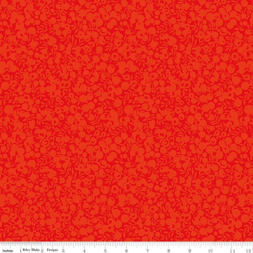 Liberty Fabrics Wiltshire Shadow Print in Poppy (Red Tone-on-Tone); Sold in Half Yard Increments
