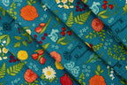 First Blooms Pressed Flowers in Denim Blue by Heather Peterson of Anka's Treasures; Sold in Half Yard Increments