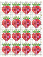 Strawberry Fabric Bundle: 13 Red Fat Quarters AND 11 Green Fat Eighths; Makes 16 Strawberry Quilt Blocks WITHOUT Background