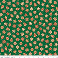 Liberty Fabrics Festive Fair Snowy Gingerbread Delight A on Dark Green; Sold in Half Yard Increments