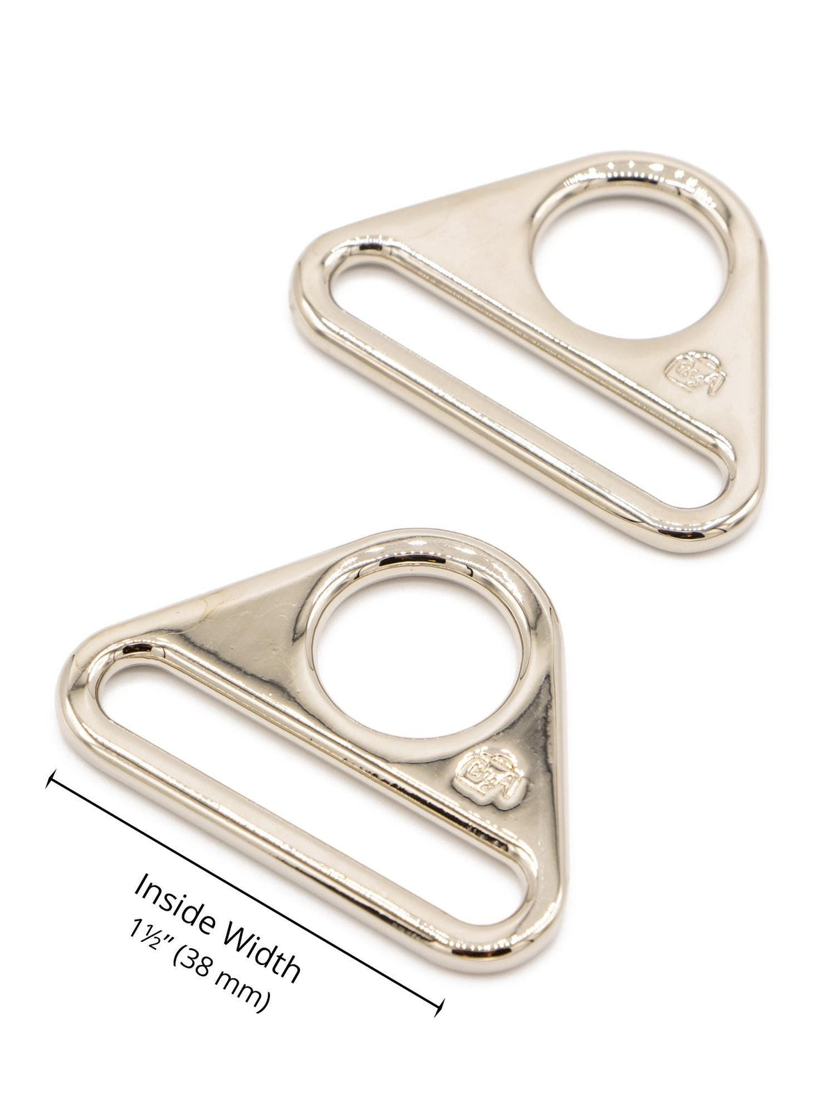 ByAnnie Triangle Rings in 1" or 1.5" sizes, Set of TWO; Nickel Color
