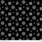 Spring Barn Quilts - Quilt Blocks on Black by Tara Reed; Sold in Half Yard Increments