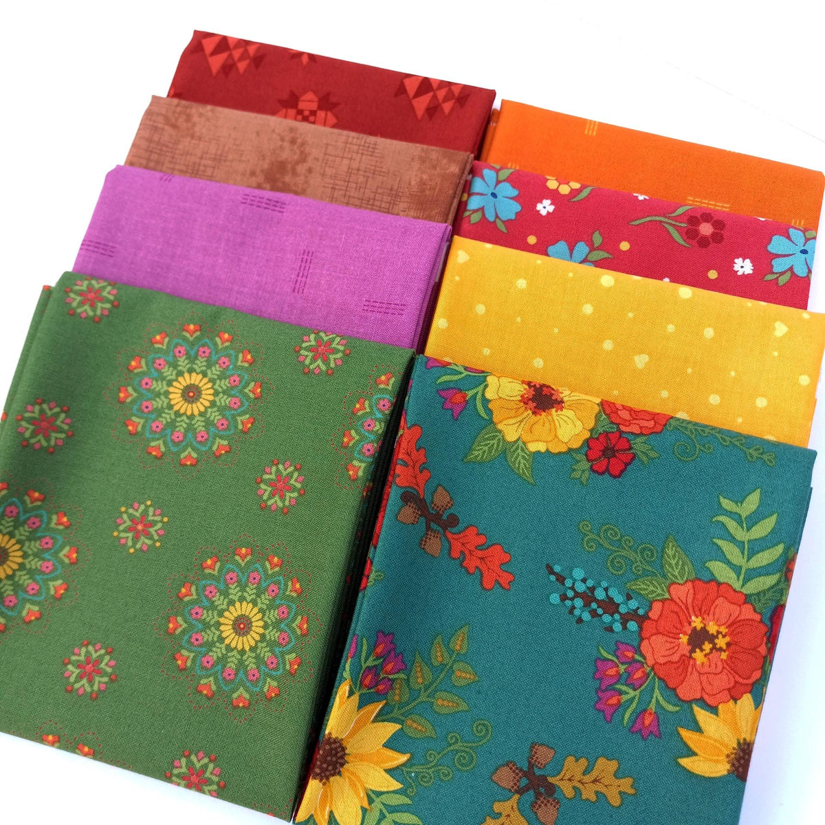 Fall Vibes Fat Quarter Bundle of 8 pieces, approx. 18" x 21" each