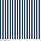 Navy 1/4 Inch Stripe on White; Basics Collection for Riley Blake Designs; Binding Fabric; Sold in Half Yard Increments