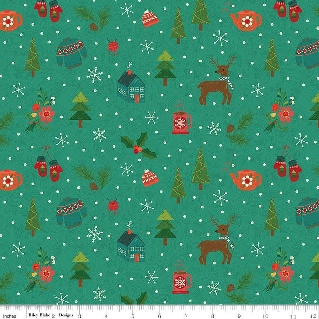 In From The Cold Winter Mix - Teal - by Heather Peterson of Anka's Treasures; Sold in Half Yard Increments