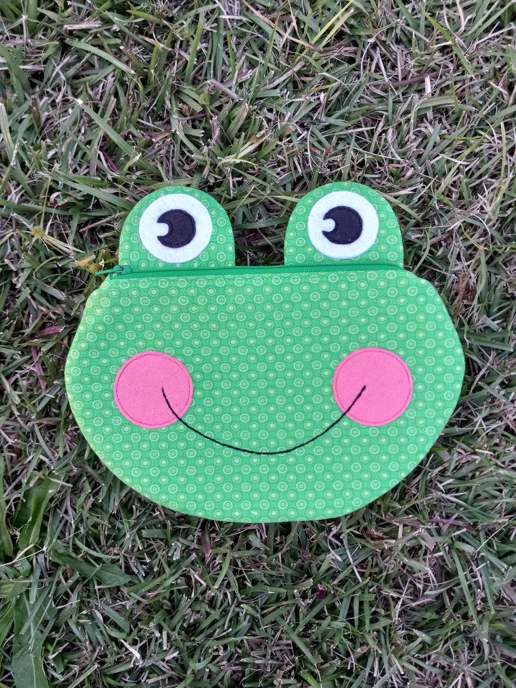 Handmade Frog Zipper Pouch; Froggy Zippy Critter Pouch