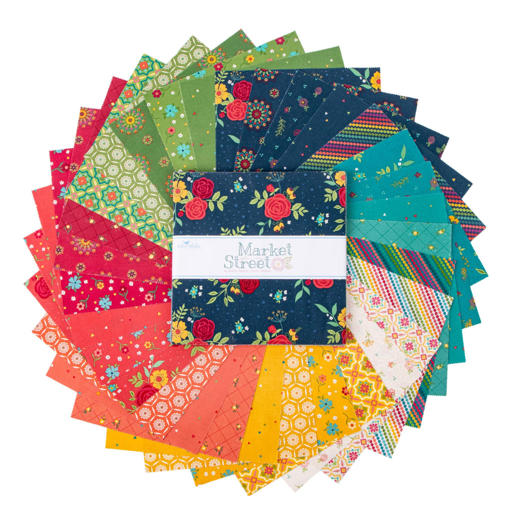 Market Street Medallions on Green by Heather Peterson of Anka's Treasures; Sold in Half Yard Increments