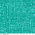 Stitch Text on Vivid (Teal Blue) by Lori Holt of Bee in my Bonnet; Sold in Half Yard Increments