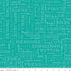Stitch Text on Vivid (Teal Blue) by Lori Holt of Bee in my Bonnet; Sold in Half Yard Increments