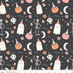 Hey Pumpkin Main Print on Charcoal by My Mind's Eye; Sold in Half Yard Increments