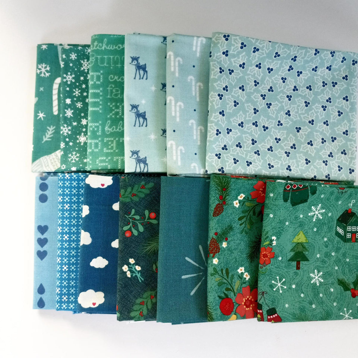 Quilt Kit for a Scrappy Blue Snowflake Quilt by Modern Handcraft; Includes 13 Blue Fat Quarters & 6 Low Volume FQs