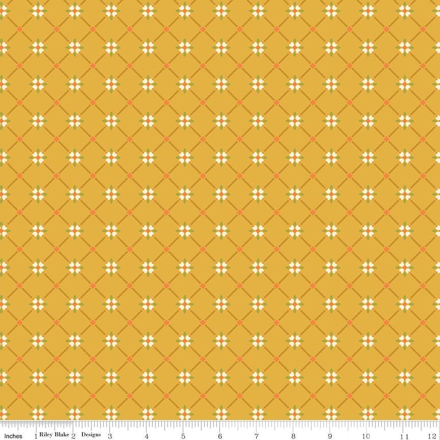 Crosshatch on Yellow from Autumn Afternoon by Heather Peterson of Anka's Treasures; Sold in Half Yard Increments