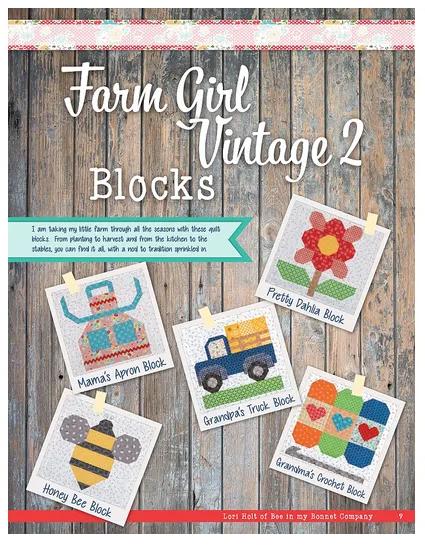Farm Girl Vintage 2 by Lori Holt of a Bee in my Bonnet for It's Sew Emma; Quilting Pattern & Project Book