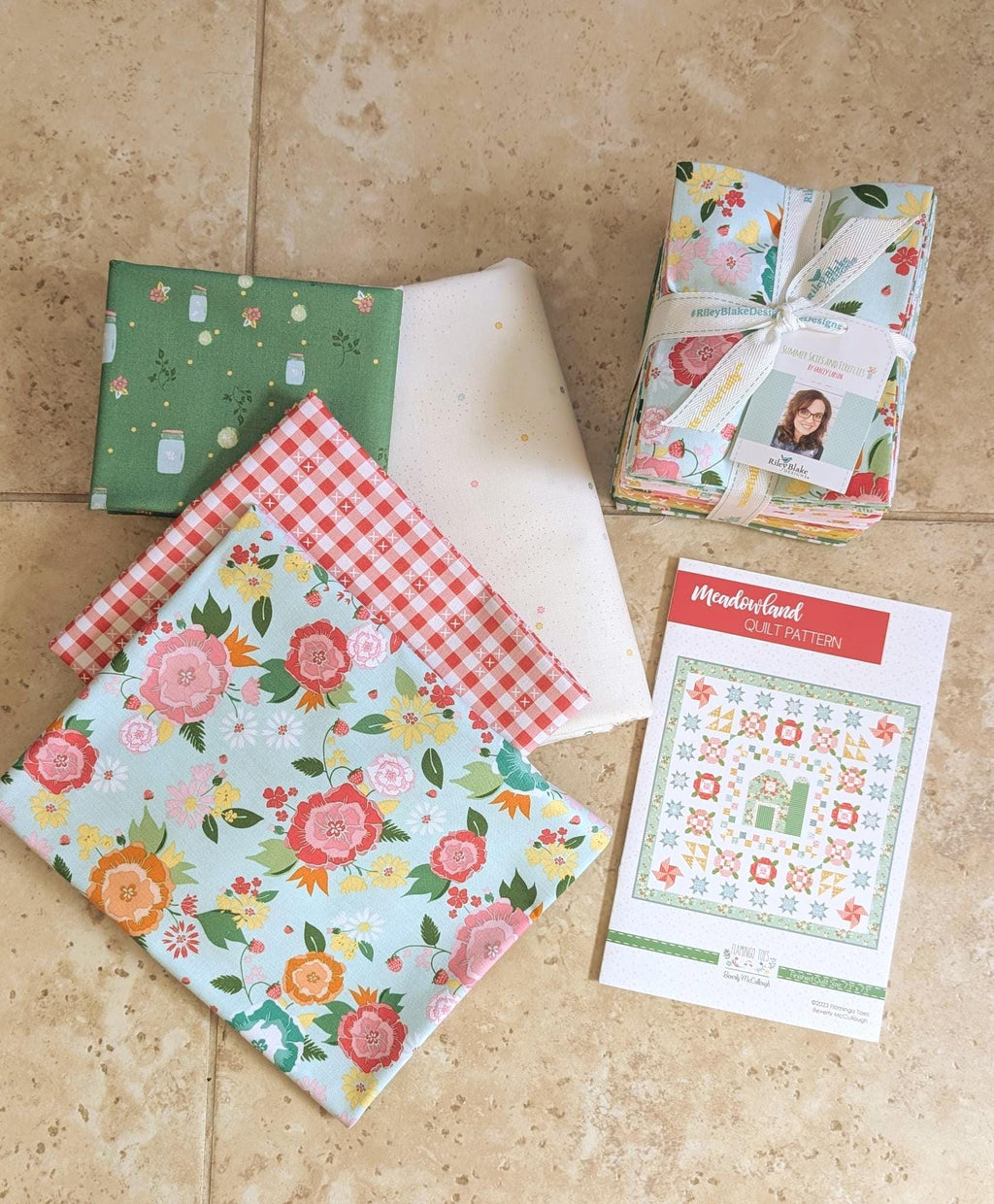 Meadowland Quilt Kit; Fabric from Summer Skies & Fireflies by Gracey Larson of Burlap and Blossom, Approx. 73" x 73" Quilt, Includes Pattern