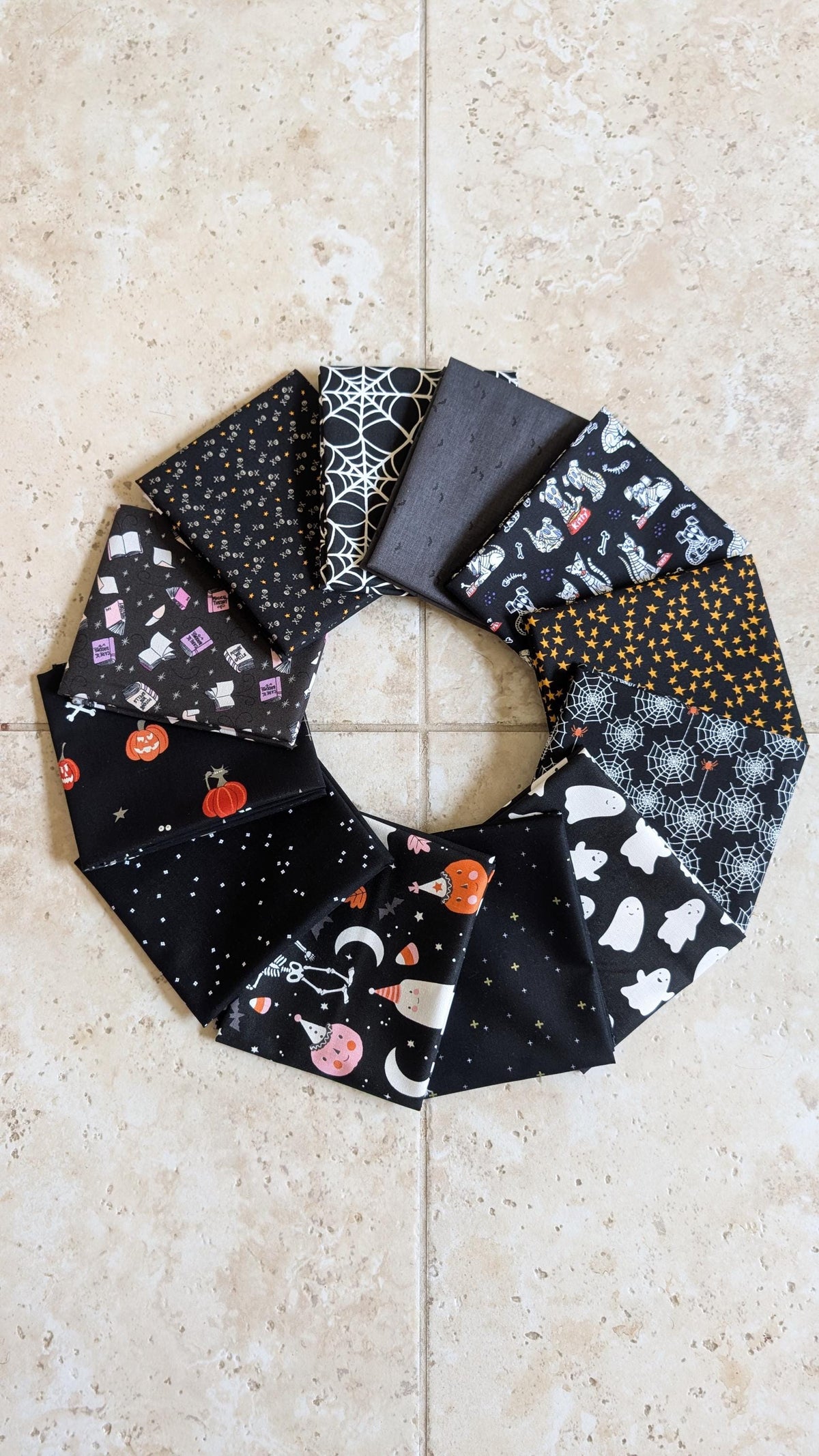 Fat Quarter Bundle of Halloween Blacks - 12 Pieces from Various Designers