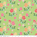 Fat Quarter Only: Strawberry Honey - Main Print in Key Lime Green by Gracey Larson