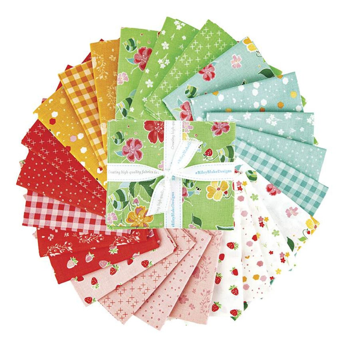 Fat Quarters Only - Strawberry Honey - Main Print in Aqua by Gracey Larson