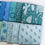 Quilt Kit for Do You Want to Sew a Snowman Quilt by Woolly Petals; Includes 18 Blue Fat Quarters, 7 Low Volume FQs, 1 Red FQ, Orange, Black