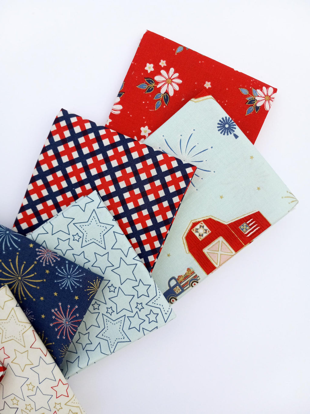 Sweet Freedom Fat Quarter Bundle by Beverly McCullough of Flamingo Toes; 10 Piece Patriotic Bundle