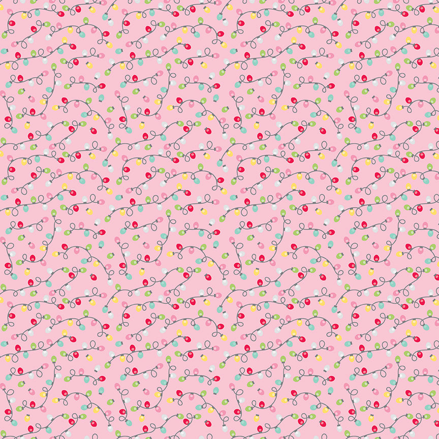 Gingerbread Kisses Lights on Pink by Doodlebug Designs; Sold in Half Yard Increments