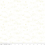 Essence Starlight in Gold on White by Fran Gulick of Cotton and Joy; Sold in Half Yard Increments