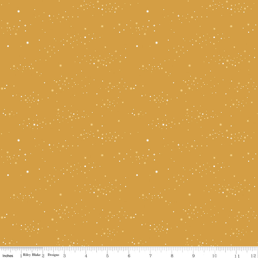Essence Starlight in Golden by Fran Gulick of Cotton and Joy; Sold in Half Yard Increments