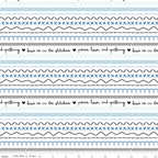 Blue Blooms and Threads: Stitches on White by Christopher Thompson; Sold in Half Yard Increments