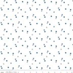Blue Blooms and Threads Ditzy on White by Christopher Thompson; Sold in Half Yard Increments