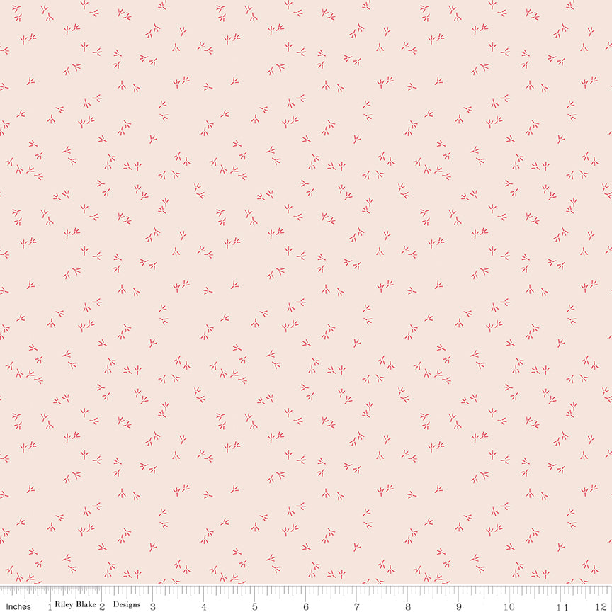 Farmer's Daughter Chicken Tracks Background in Tea Rose by Lori Holt of Bee in my Bonnet; Sold in Half Yard Increments