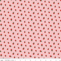 Serendipity 2 Strawberries on Pink by Minki Kim of Sewing Illustration; Sold in Half Yard Increments