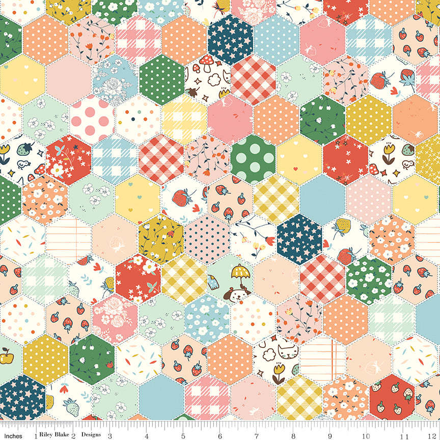 Serendipity 2 Cheater Print Multi by Minki Kim of Sewing Illustration; Sold in Half Yard Increments