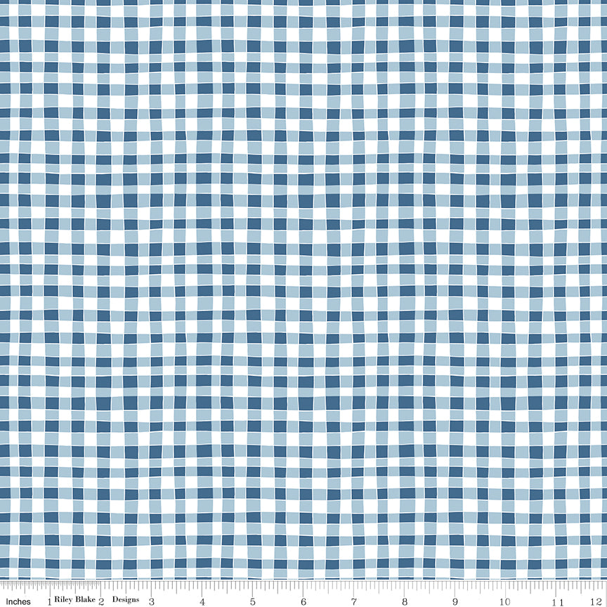 Firework Fields Gingham in Blue by Gracey Larson; Sold in Half Yard Increments