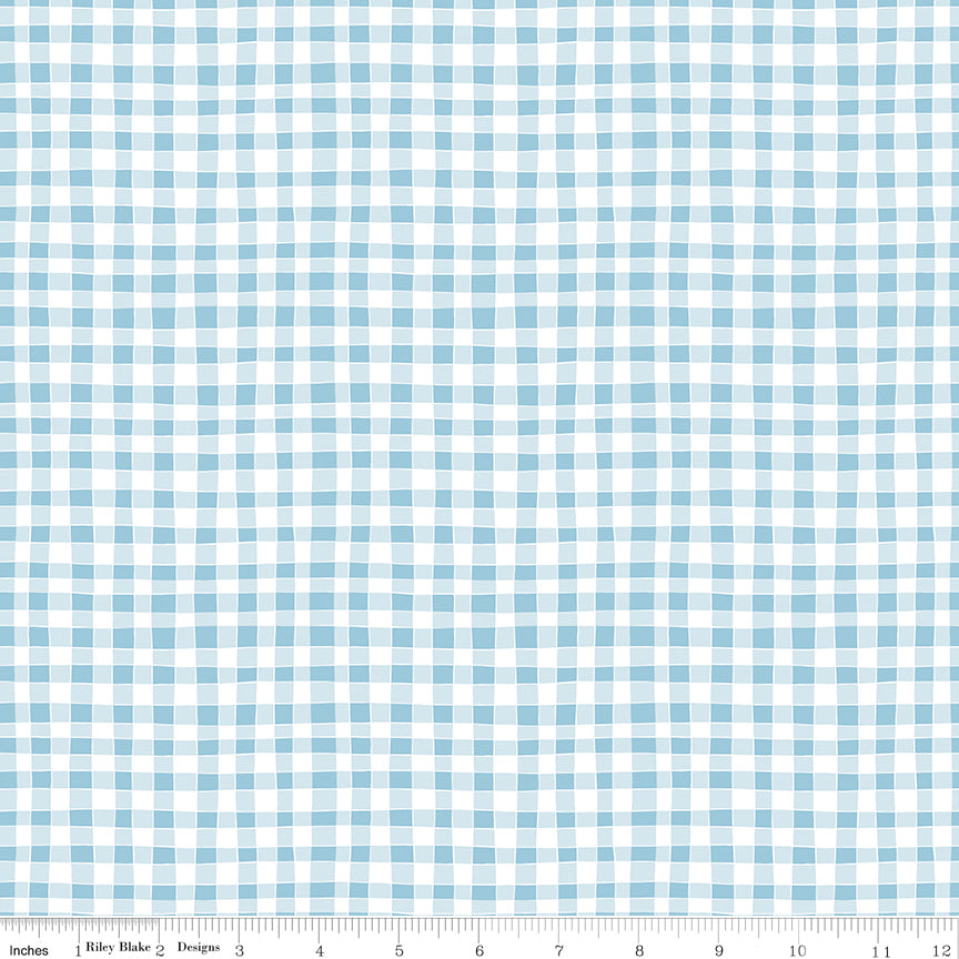 Firework Fields Gingham in Light Blue by Gracey Larson; Sold in Half Yard Increments