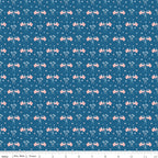 Firework Fields Flags on Coastal Blue by Gracey Larson; Sold in Half Yard Increments