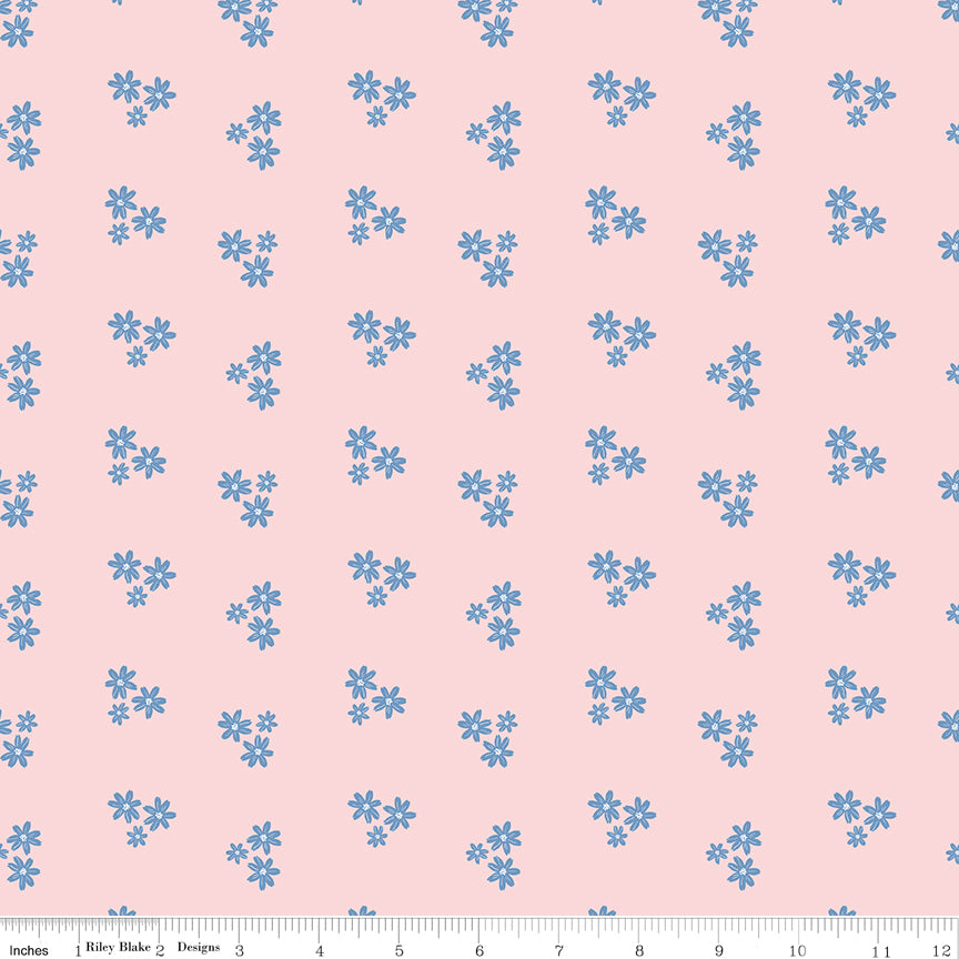 Firework Fields Floral on Light Pink by Gracey Larson; Sold in Half Yard Increments