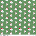 Claus & Co. Santa Heads on Green by Melissa Mortenson; Sold in Half Yard Increments
