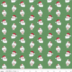 Claus & Co. Santa Heads on Green by Melissa Mortenson; Sold in Half Yard Increments