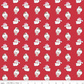 Claus & Co. Santa Heads on Red by Melissa Mortenson; Sold in Half Yard Increments