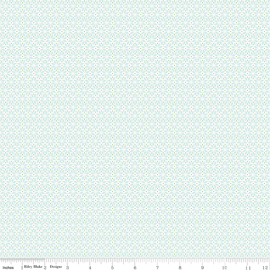 Claus & Co. Star Pattern in Light Blue by Melissa Mortenson; Sold in Half Yard Increments