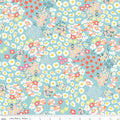 Cotton Nook Flowerbed in Blue by Minki Kim of Sewing Illustration; Sold in Half Yard Increments