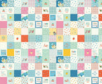 Cotton Nook Patchwork in Blue by Minki Kim of Sewing Illustration; Sold in Half Yard Increments