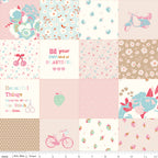 Cotton Nook Patchwork in Pink by Minki Kim of Sewing Illustration; Sold in Half Yard Increments