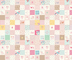 Cotton Nook Patchwork in Pink by Minki Kim of Sewing Illustration; Sold in Half Yard Increments