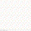Chasing Rainbows Garden Sprinkles in White by Leslie Ryan; Sold in Half Yard Increments