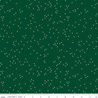 Blossom - White Confetti on Christmas Green by Christopher Thompson; Sold in Half Yard Increments