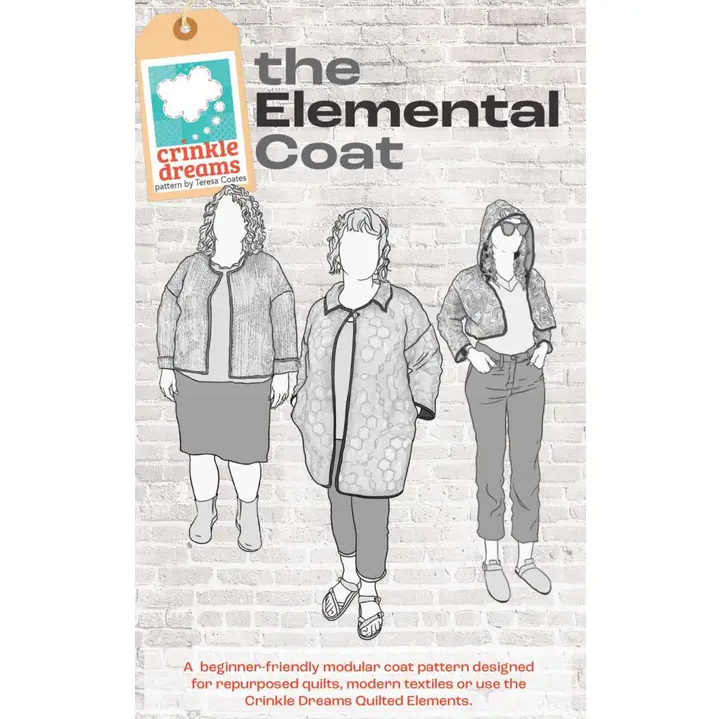 Elemental Coat Pattern by Teresa Coates of Crinkle Dreams; Quilt Coat PAPER Pattern