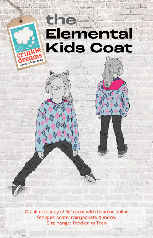 Elemental Kids Coat Pattern by Teresa Coates of Crinkle Dreams; Fits Kids from Toddler to Teen; PAPER Pattern