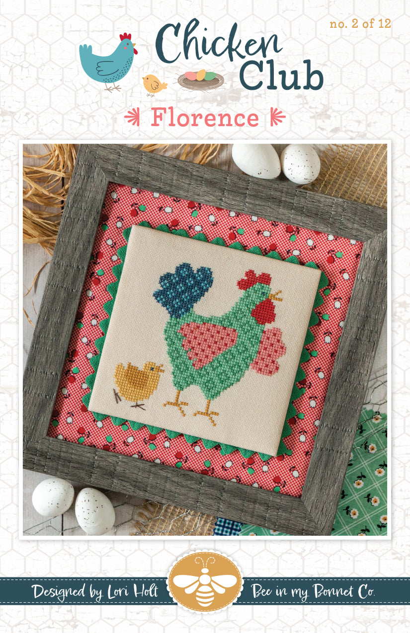 Florence Chicken Club #2 Cross Stitch PAPER PATTERN by Lori Holt of Bee in my Bonnet for It's Sew Emma